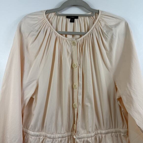 J Crew Cotton Poplin Tie-Sleeve Button Front Romper XXL Palest Peach Neutral - Picture 3 of 13